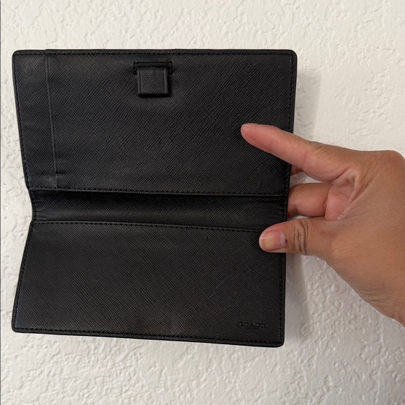 Coach Black and Tan Signature Trifold Wallet - Picture 3 of 4